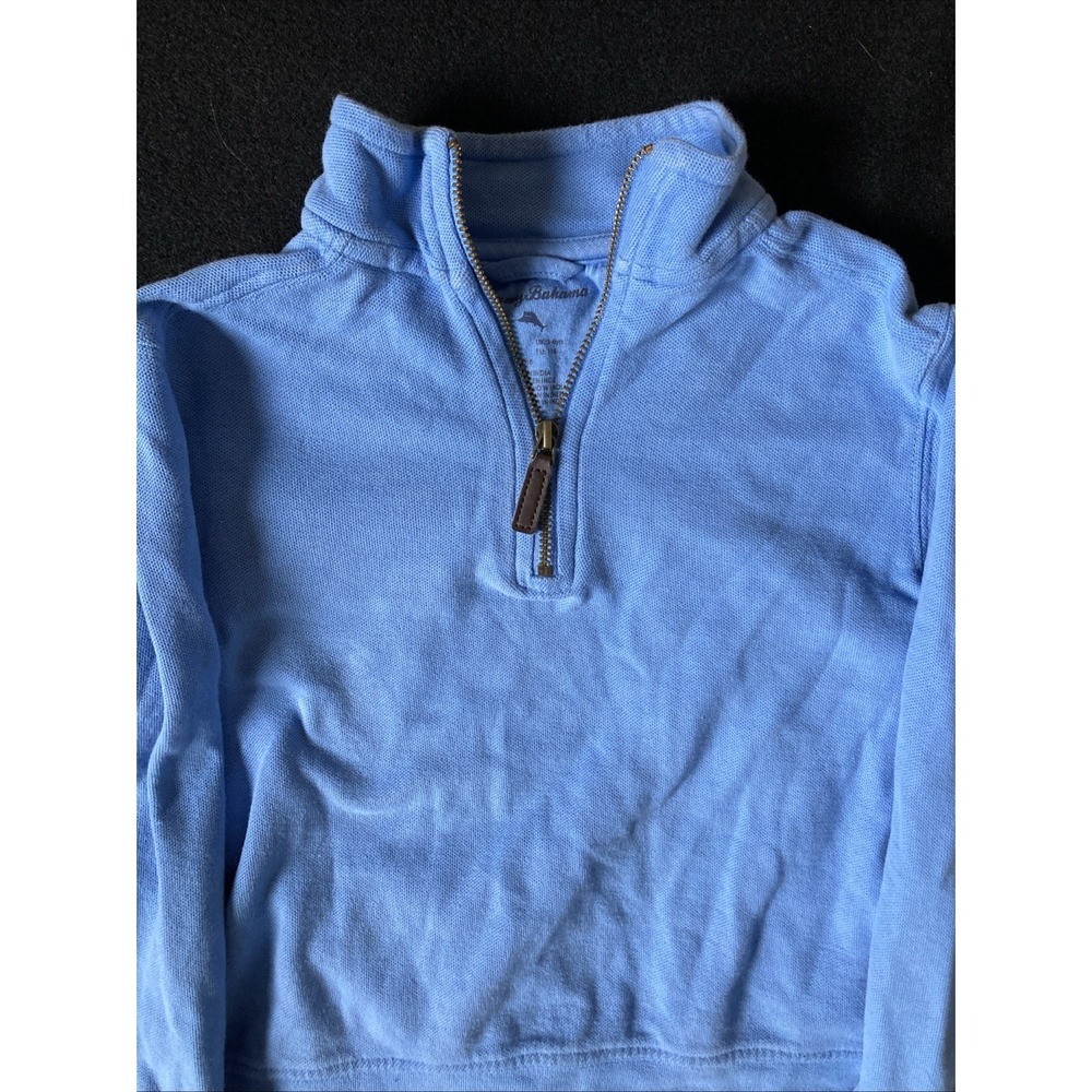 Tommy Bahama Boys Blue Cotton Pullover 1/4 Zip Kids Sweatshirt Sweater Size 5/6